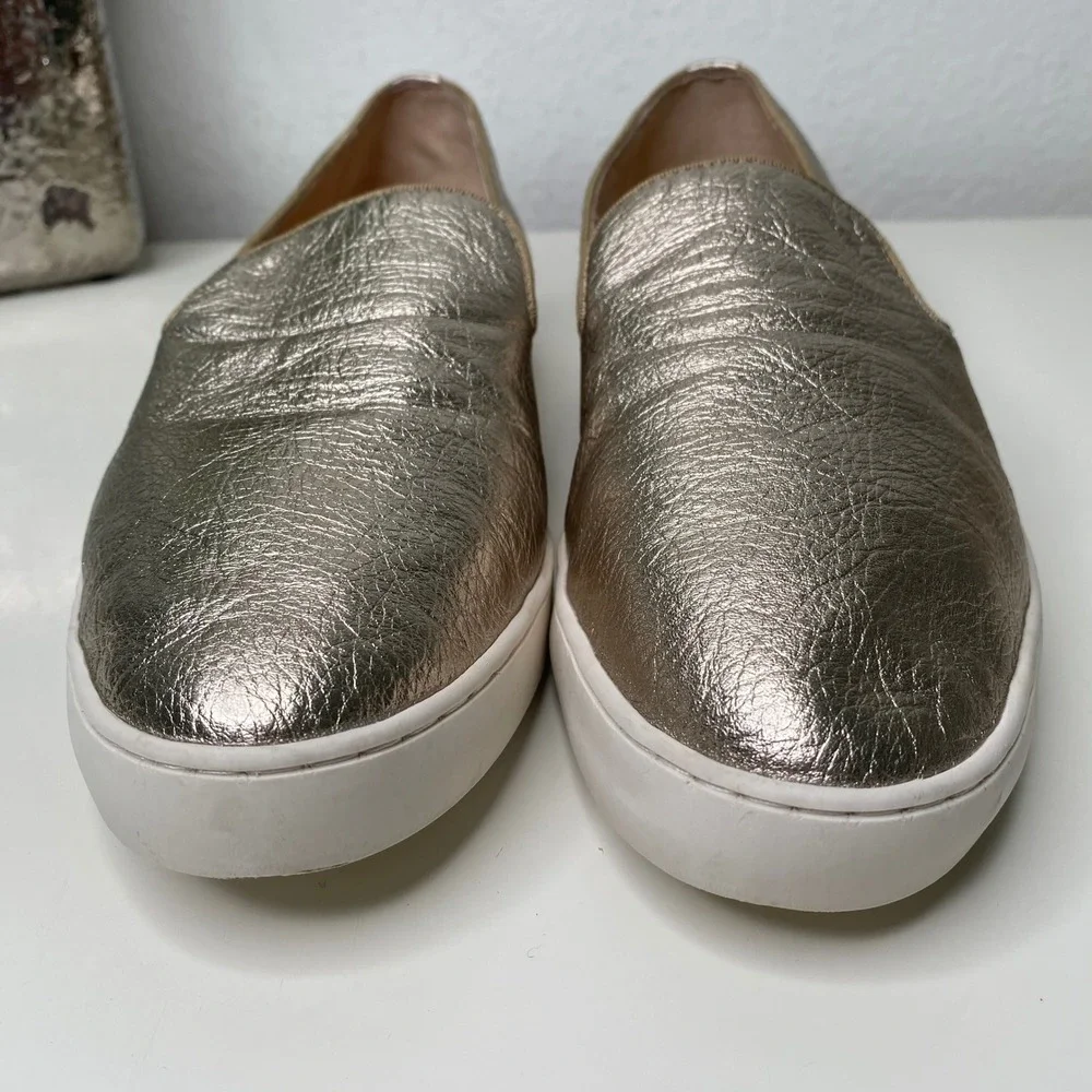 Birdies The Swift Gold Metallic Leather Slip On‎ Fashion Sneakers Shoes Size 9